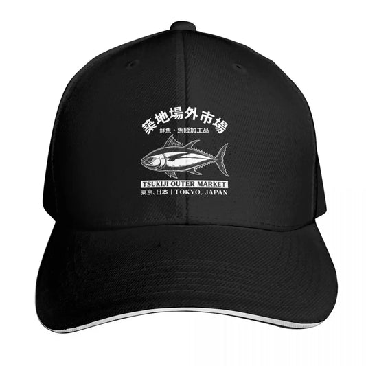Japanense Tsukiji Fish Market Tokyo Japan Cap Fashion Casual Baseball Caps