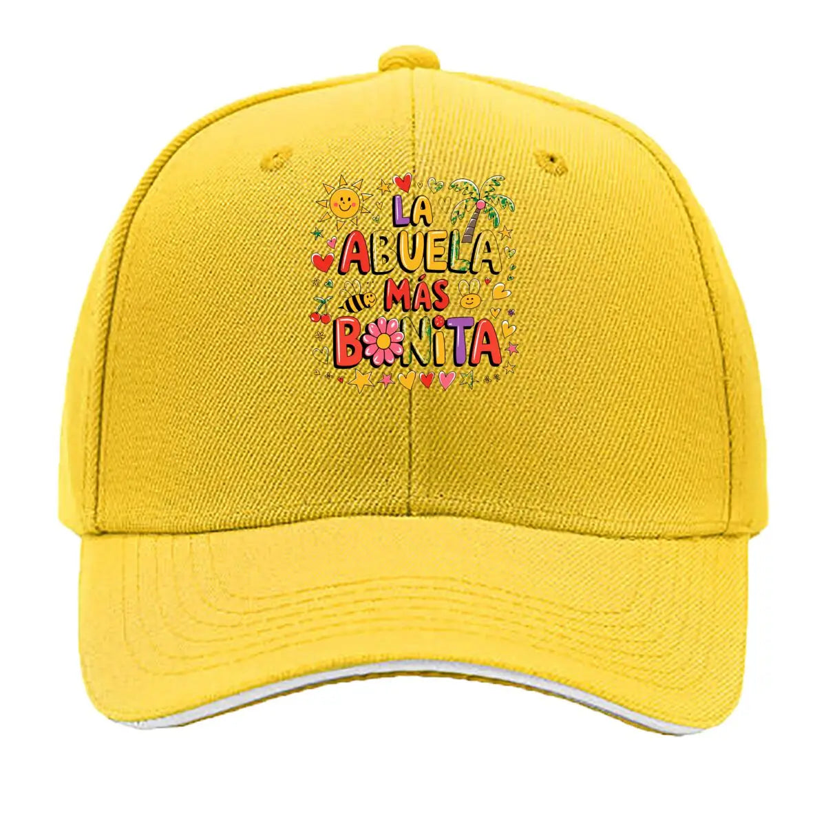 La Abuela Mas Bonita Spanish Grandma Floral Sun Hearts Sandwich Baseball Cap