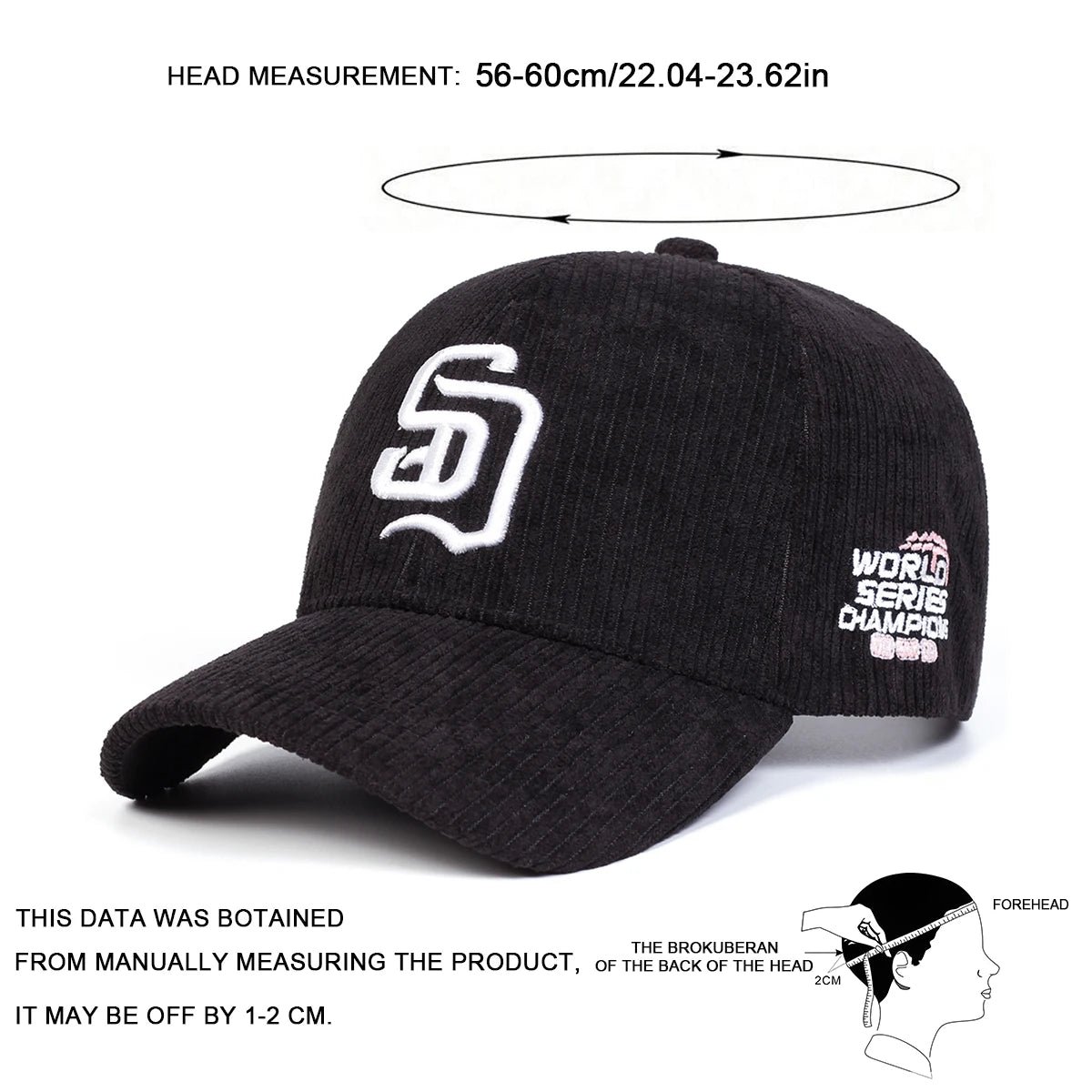 Unisex SD Letter Embroidery Corduroy Baseball Caps Spring And Autumn