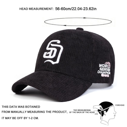 Unisex SD Letter Embroidery Corduroy Baseball Caps Spring And Autumn