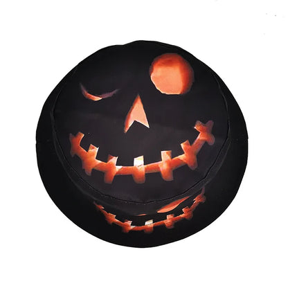 Halloween New Creative Fisherman Hat - Pumpkin Ghost Print Reversible Sun Hat Bucket Cap Funny