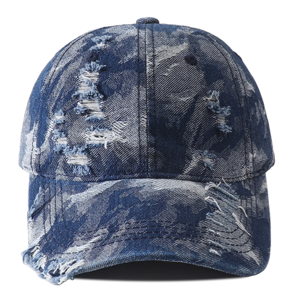 Vintage Distressed Denim Baseball Cap Hip Hop Streetwear Washed Ripped