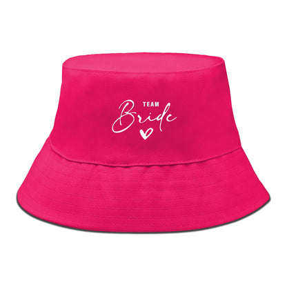 Bucket Hat With White "TEAM Bride" Printed Fisherman Cap