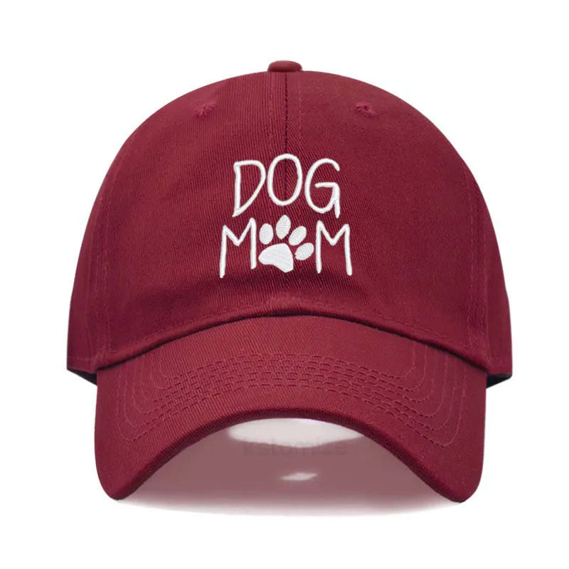 Vintage Washed Cotton DoG MOM Embroidery Baseball Cap For Men Women