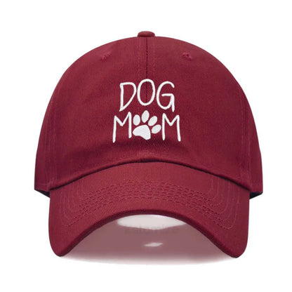 Vintage Washed Cotton DoG MOM Embroidery Baseball Cap For Men Women
