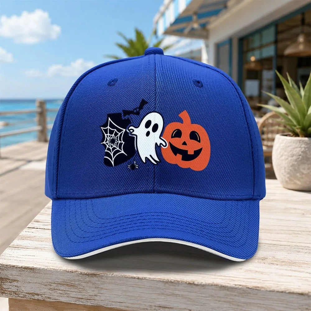 Halloween Ghost Pumpkin Spider Web Baseball Cap