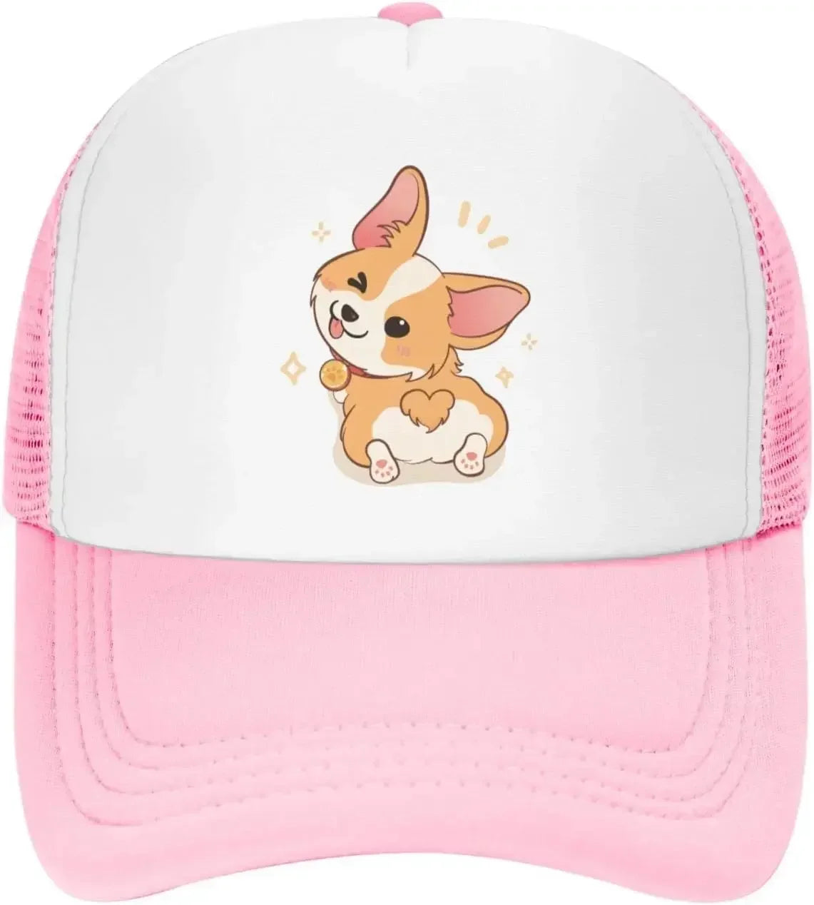 New Mesh Dad Hat Adjustable Washed Cute Corgi Cartoon Baseball Cap
