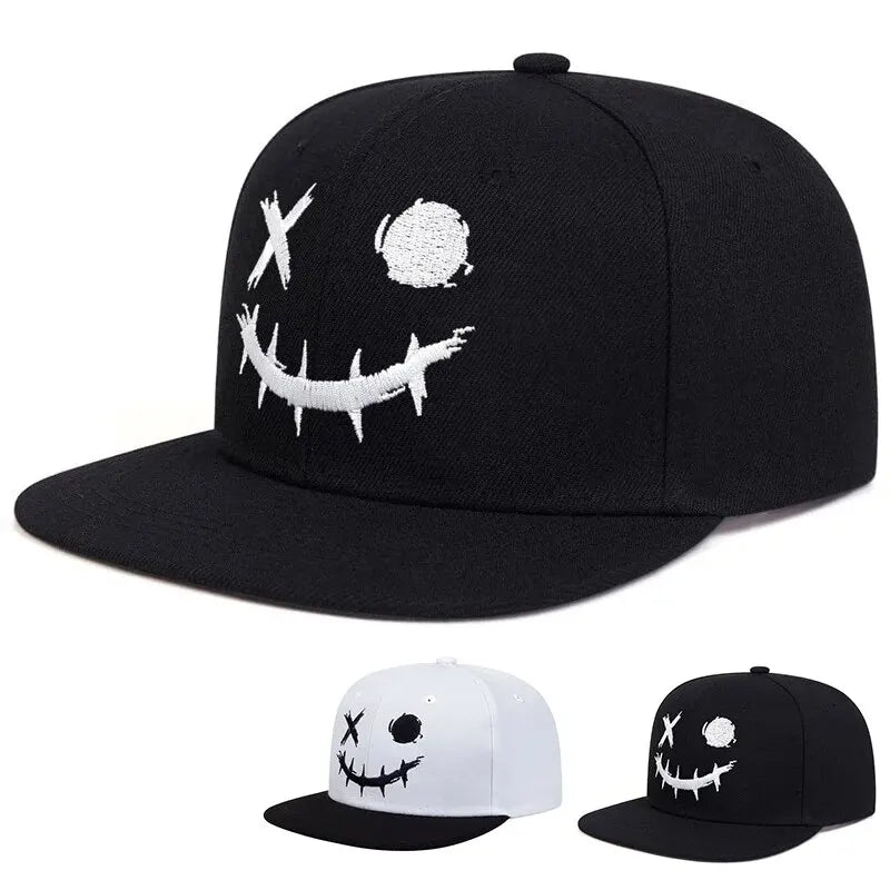 Unisex XO Smiling Face Embroidery Hip-hop Hats Snapback Caps Sunscreen Hat