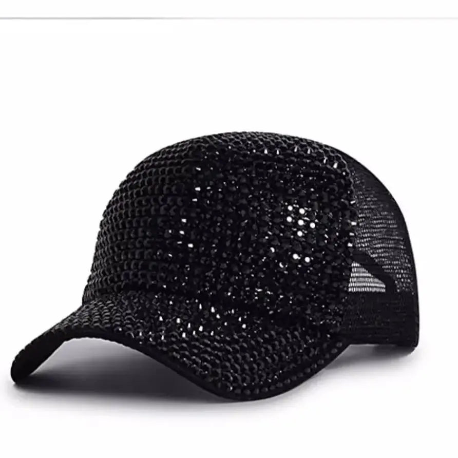 Baseball Cap Women Full Rhinestone Beads Mesh Cap Street Fashion