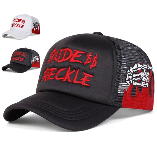 Unisex RUDE RECKLE Letter Embroidery Baseball Caps