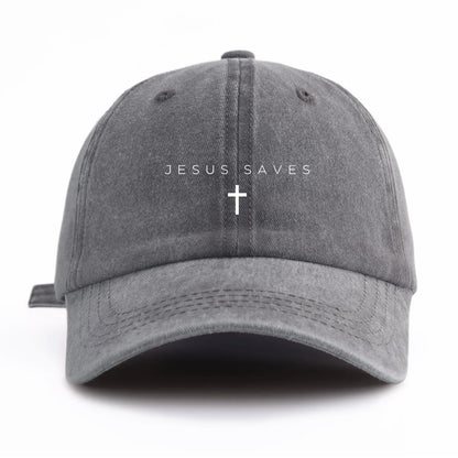 JESUS SAVES Print Washed Baseball Cap For Adults