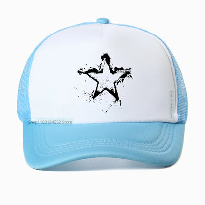 Summer Men Creative Pentagram Printed Mesh Baseball Cap