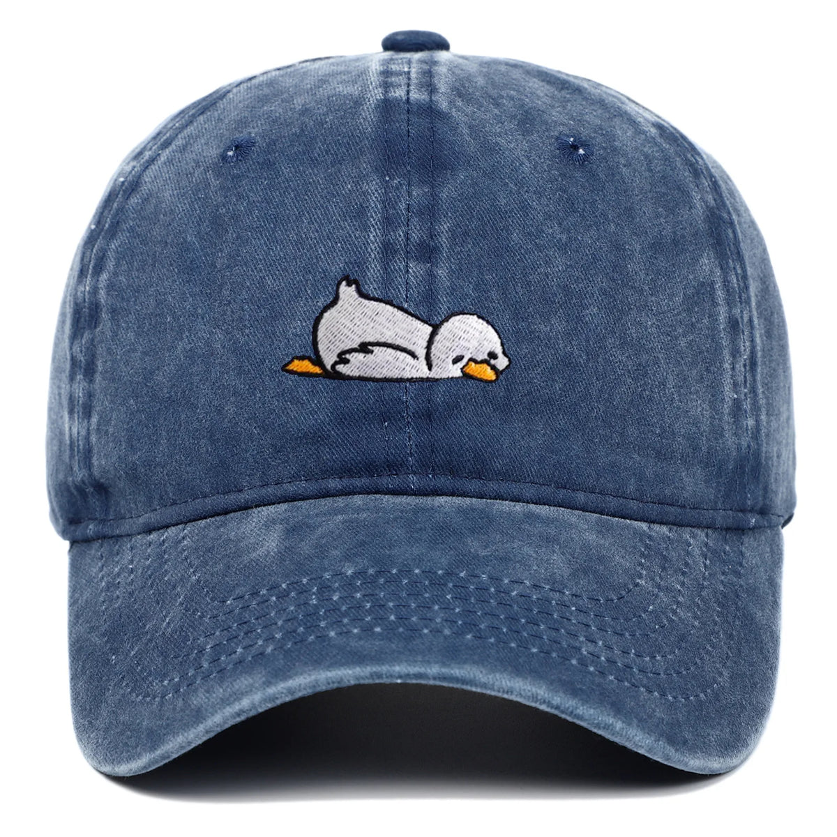 Cute Lazy Duck Washed Embroidery Baseball Hats