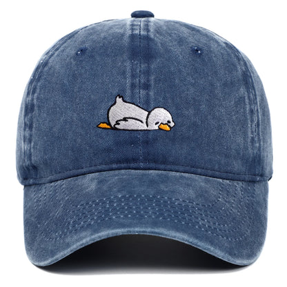 Cute Lazy Duck Washed Embroidery Baseball Hats