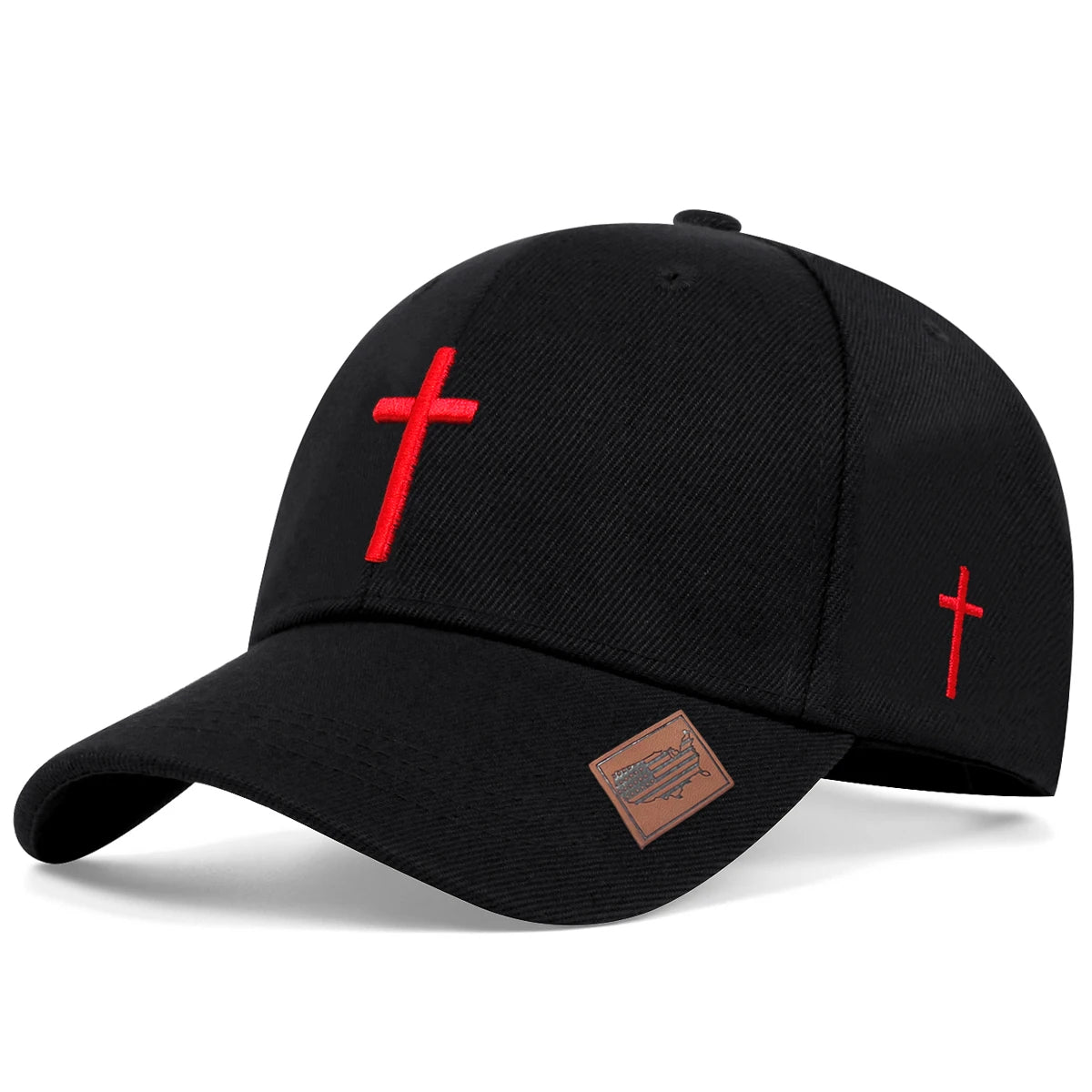 Unisex Cross Embroidery American Flag Label Baseball Caps