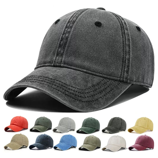 Baseball Cap Washed Denim Hat Vintage Hip Hop Caps Solid Color Hat Bone