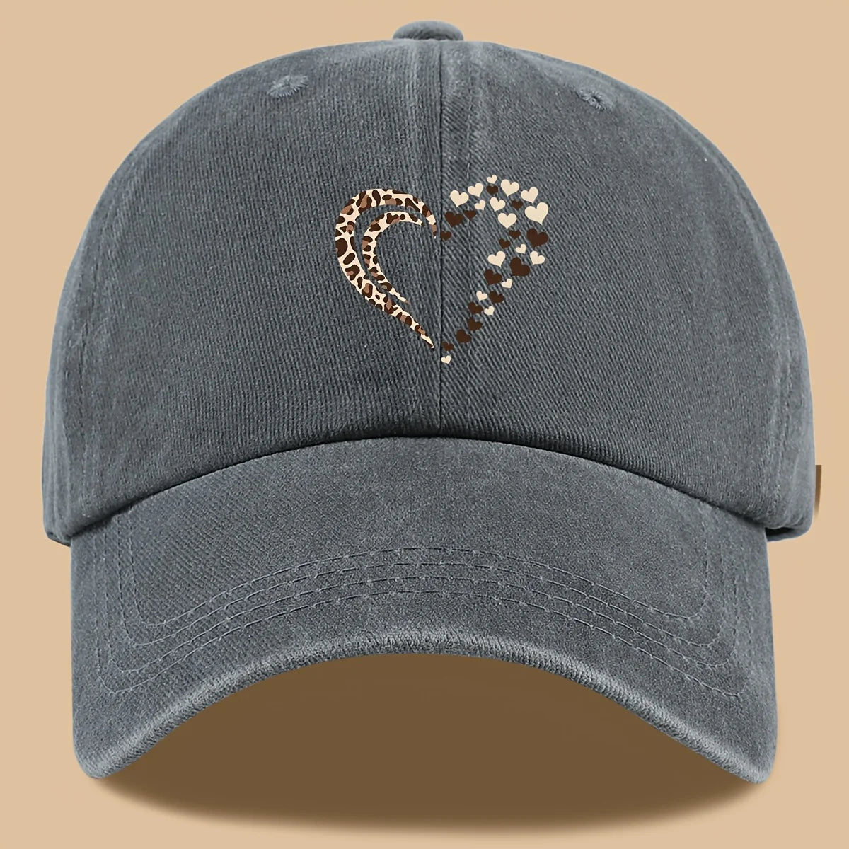 Leopard Print Heart Print Retro Casual Baseball Cap Suitable For Parties