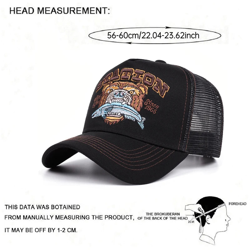 New Bear Eating Fish Street Dance Hip Hop Hat Baseball Hat