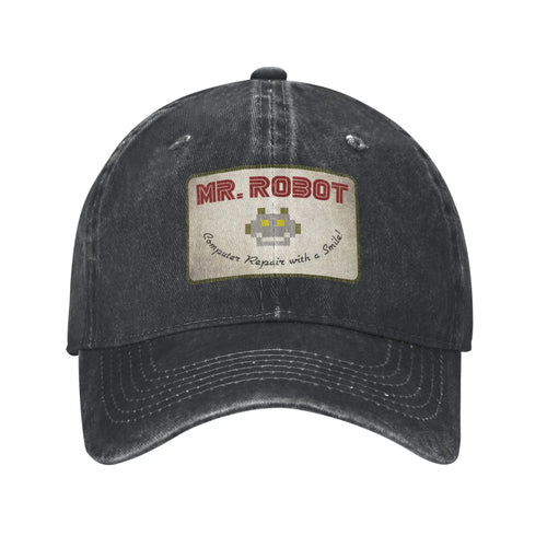 10 Styles Computer with Sourires Anime Funny Mr Robot Retro Cowboy Washed Baseball Caps