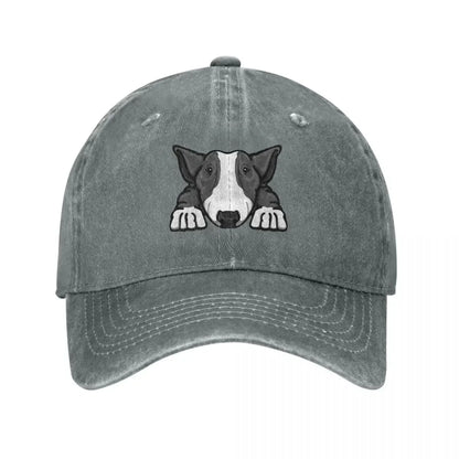Grey & White Bull Terrier Baseball Cap