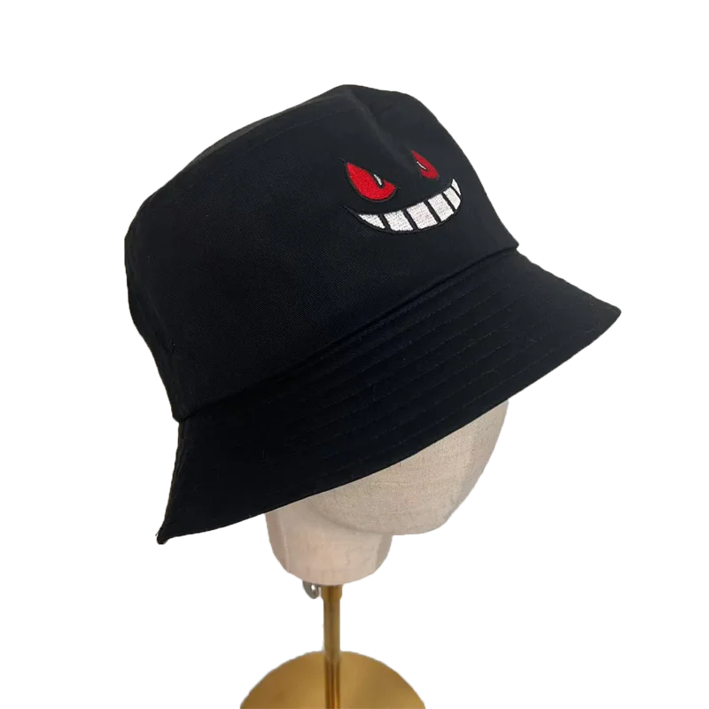Unisex Light Board Solid Color Big Eyes Embroideried Hats Bucket Hat