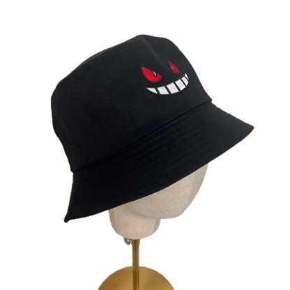 Unisex Light Board Solid Color Big Eyes Embroideried Hats Bucket Hat