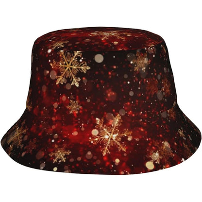Christmas Fisherman Hat Christmas Snowflakes Hat for Women Men Bucket Hats