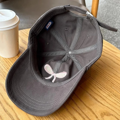 Embroidered Bow Cap Soft Fashion Baseball Cap