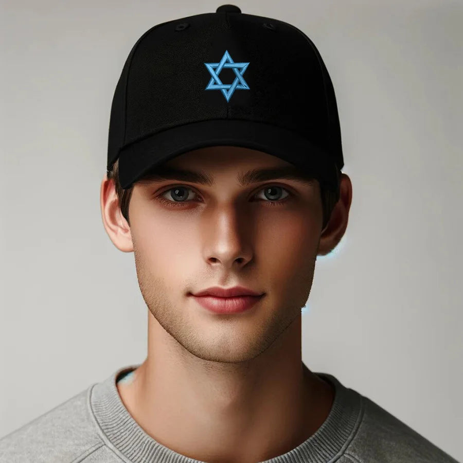 Adjustable Embroidered Blue Star of David Israel Baseball Cap