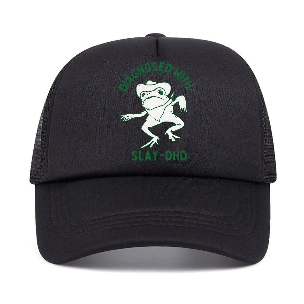 Diagnosed With Slay-dhd Baseball Cap Fashion Frog Graphic