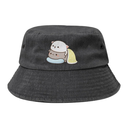 Peach And Goma Love Call Bucket Hat Vocation Mochi Cat