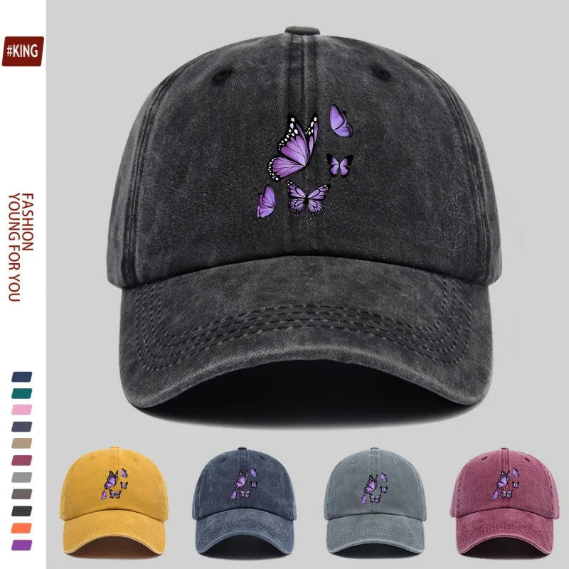New Simple Versatile Butterfly Print Baseball Cap
