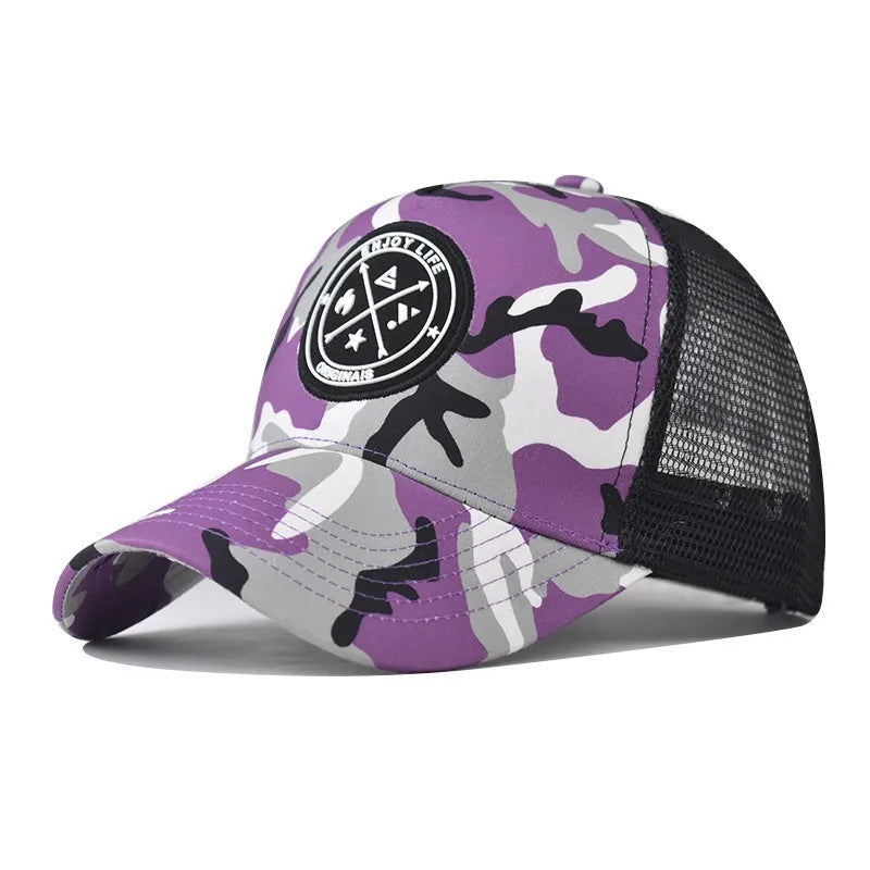 Summer Mesh Baseball Cap Women Men ENJOY LIFE Letter Patch