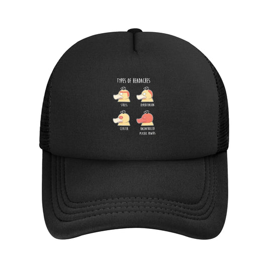 Pokemon Types of Headaches Psyduck Funny Anime Meme Mesh Baseball Caps