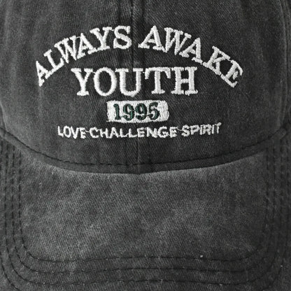 Unisex Washed Cotton Caps Letter Embroidery Vintage Baseball Cap