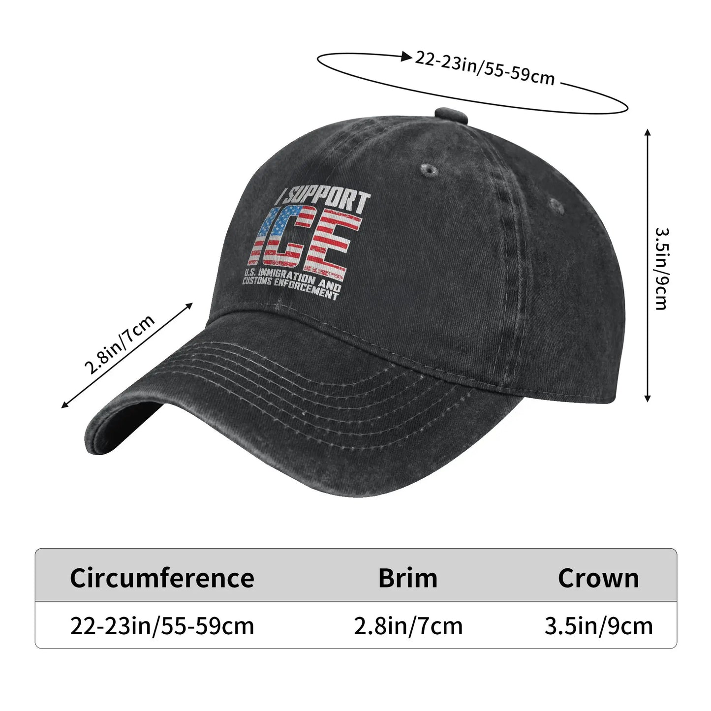 I Support ICE Us Immigration And Customs Enforcement Baseball Cap