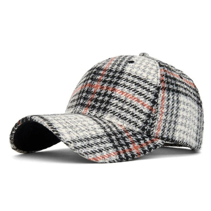 Hats For Men And Women New Classic Plaid Baseball Cap Hard-Brimmed Face-Slimming