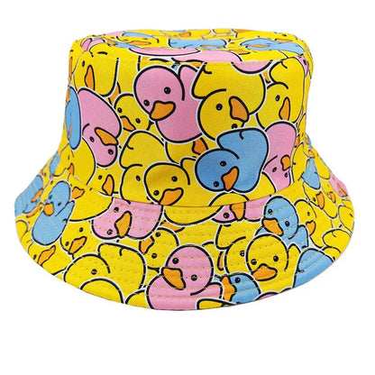 Cartoon Duck Printing Bucket Hat Tie Dye Pattern