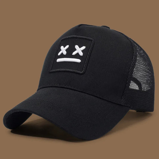 Men's Smiling Face Embroidered Baseball Cap, Fashionable Truck Driver Hat