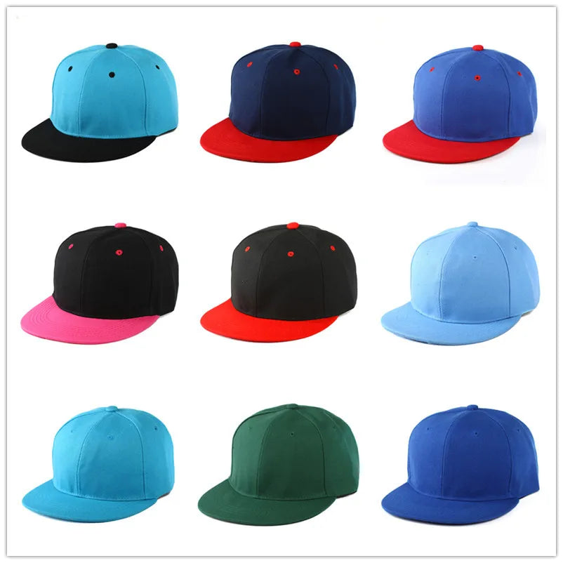 Unisex Hip Hop Solid Color Flat Brim Snapback Hats For Women