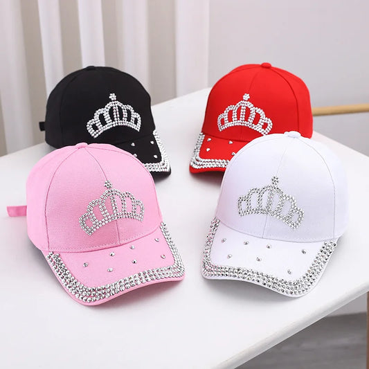 Men's and Women's New Summer Fashion Casual Hot Diamond Crown Cap Baseball Cap