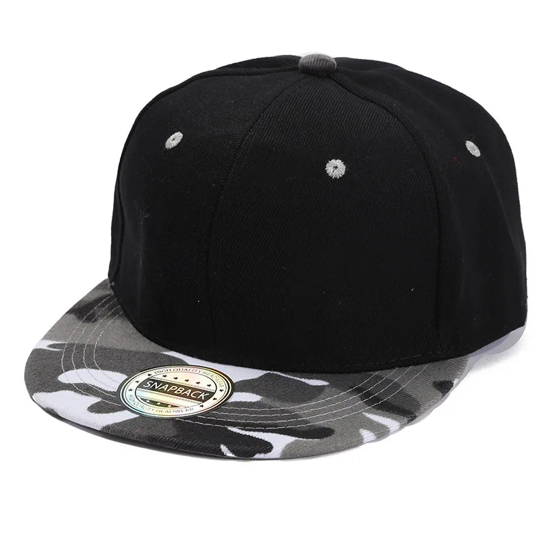 Color-Blocked Flat-Brim Baseball Cap Versatile Sunshade and Sun Protection Hat Hip-Hop Hat Snapback Caps