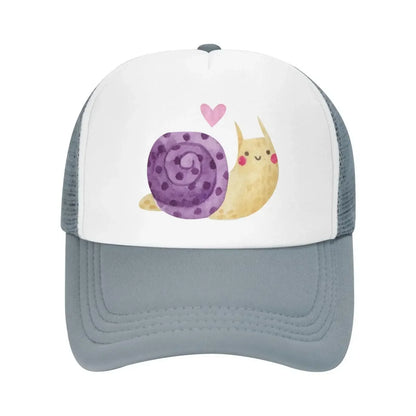 New Mesh Dad Hat Adjustable Washed Snail Watercolor Baseball Cap