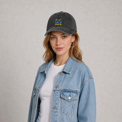 Game Over Black Cat Graphic Baseball Cap
