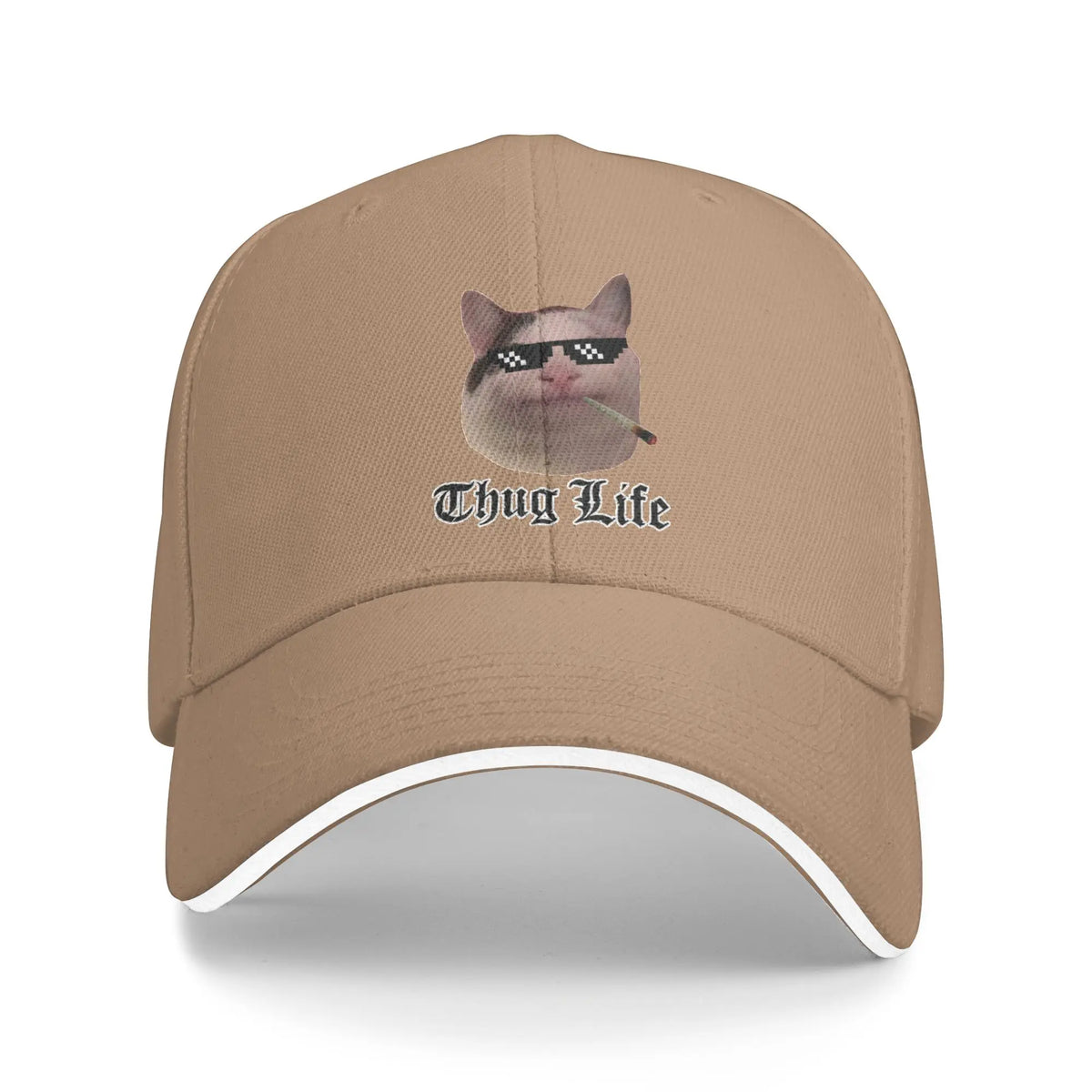 Thug Life Smiling Beluga Cat Sandwich Cap Unisex Curved Baseball Cap