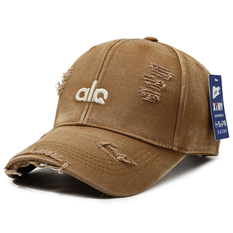 Vintage American-Style Distressed Denim Baseball Cap