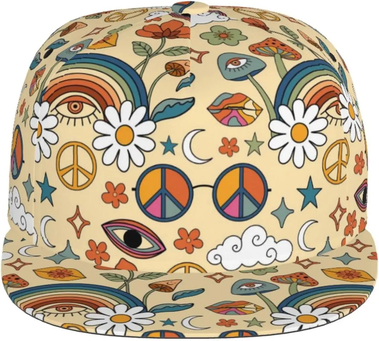 Mushrooms And Skull Flat Bill Visor Snapback Hat For Men Women