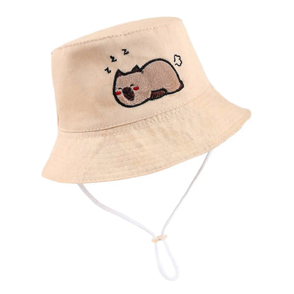 Summer Double Sided Children Bucket Hats Cartoon Embroidered Pajama Kids