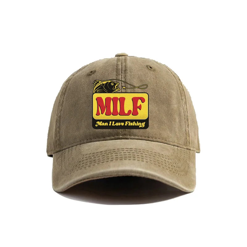 MILF Man I Love Fishing Baseball Cap Vintage Distressed Dad Hats