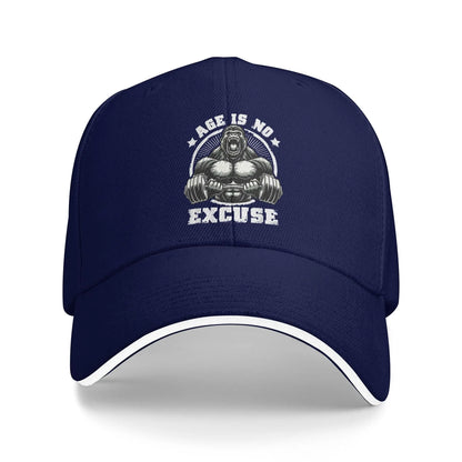 Age Is No Excuse Gorilla Weightlift Gym Quotes Baseball Cap